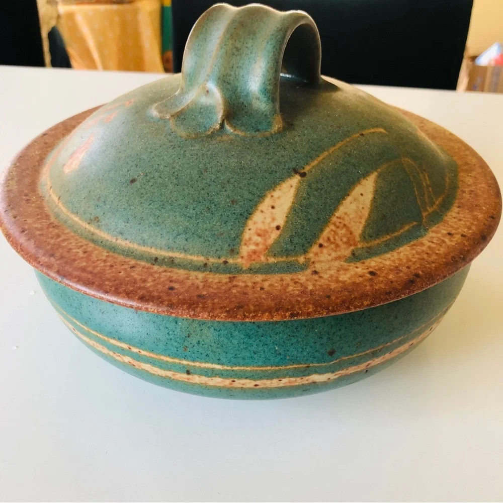 Artisnal  Handmade Pottery Casserole Signed